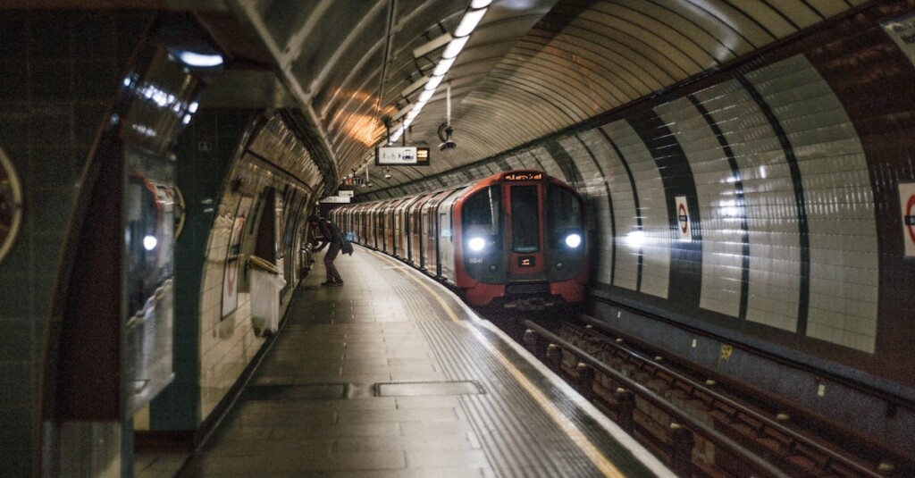 Train Moving in an Underground Train Station