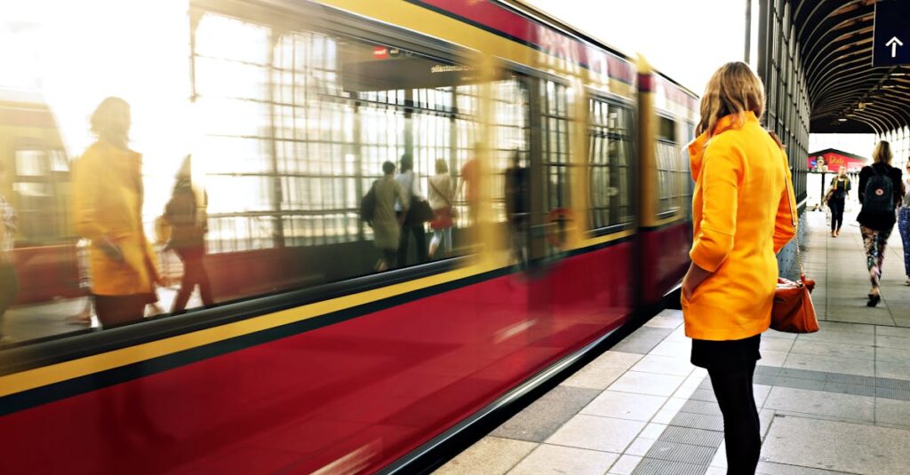 Woman Standing Beside Red Train